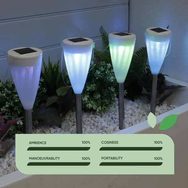 Gardenwize Pack of 4 Colour Changing Solar Stake Lights – Multi-Colour LED Garden Lights