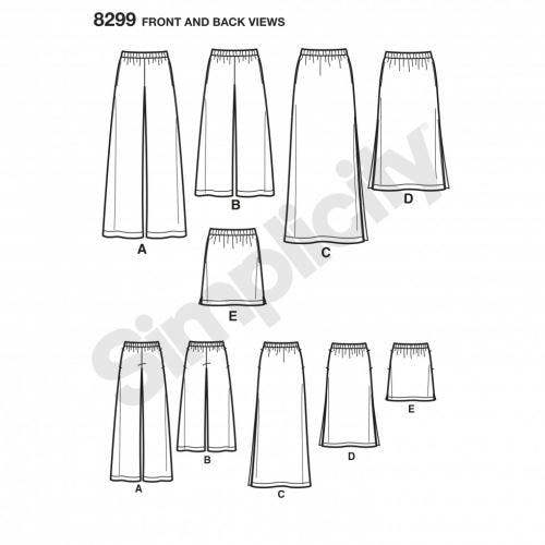 Simplicity Sewing Pattern 8299, Trousers, Skirts for Women, H5 (6-8-10-12-14) - Easy