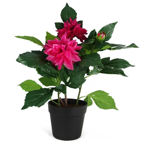 Leaf 50cm Artificial Dhalia Plant Pink