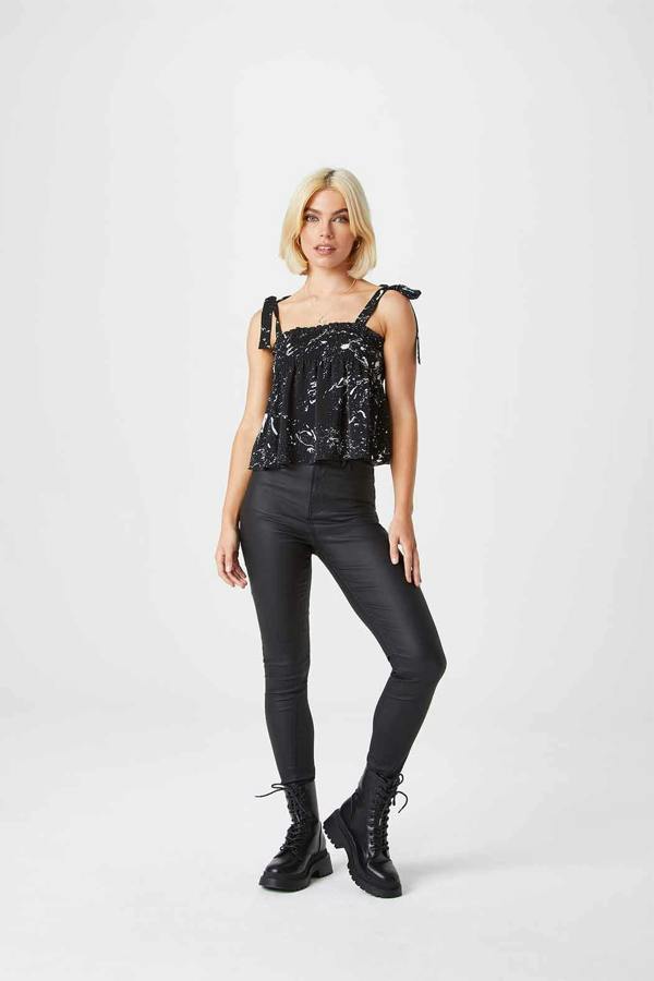 Urban Bliss Alyssa Black Leather-Look Skinny Jean