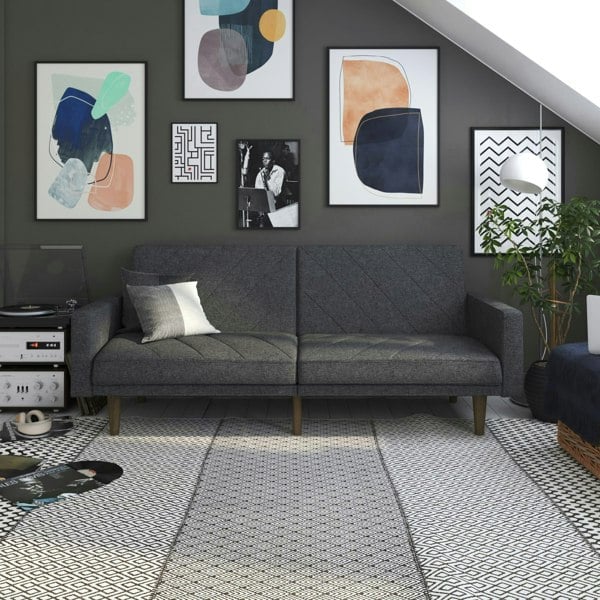 Dorel Home Paxson Clic Clac Sofa Bed in Grey Fabric