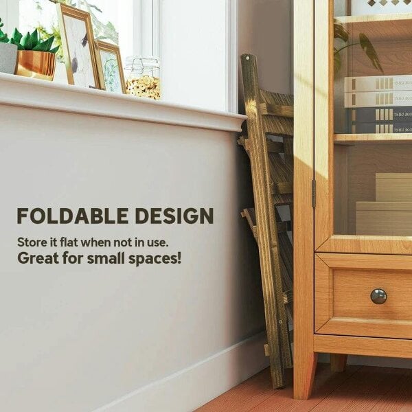 Bobobiy Wooden Folding Flower Pot Stand 3 Tier Garden Planter Display Ladder Gardener Storage Shelves Rack Herb Holder (80L x 37W x 93H cm)