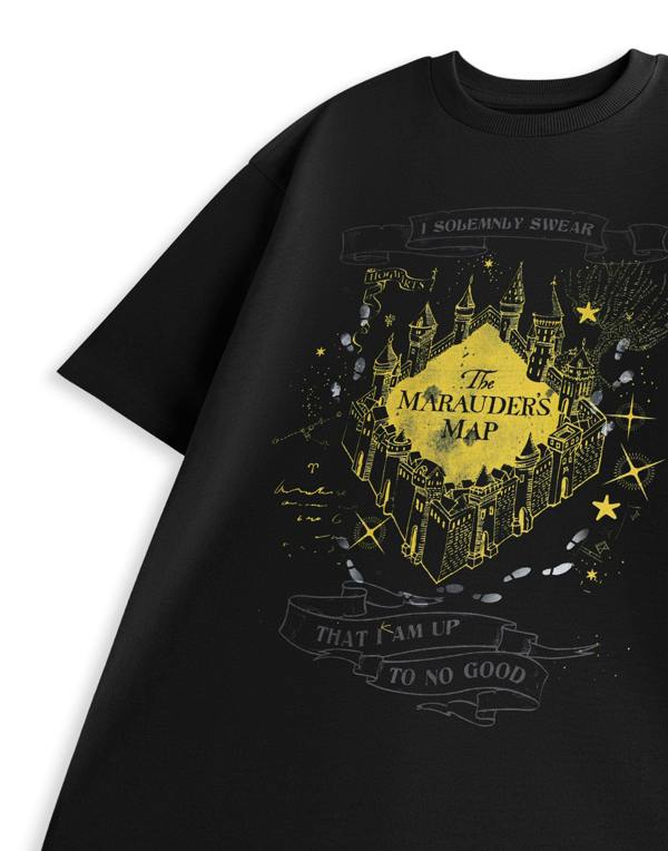 Harry Potter Unisex Black The Marauder's Map Short Sleeved T-Shirt