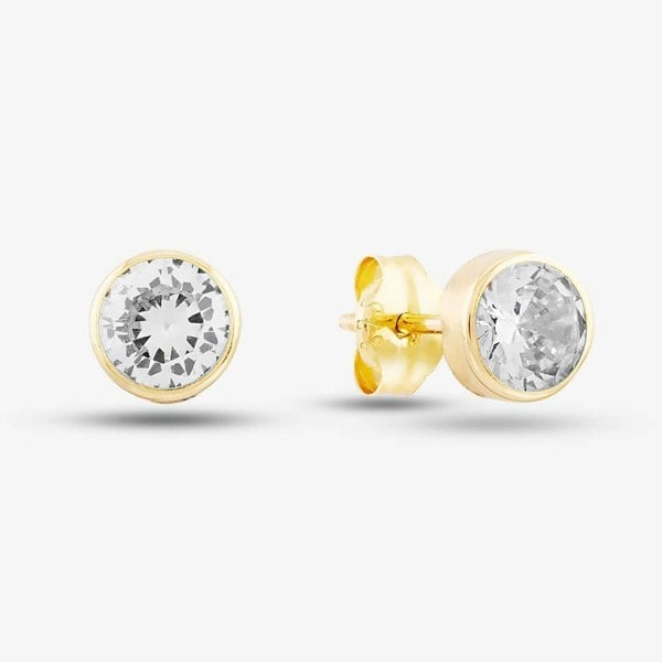 T. H. Baker 9ct Yellow Gold Cubic Zirconia Round Stud Earrings 1577529