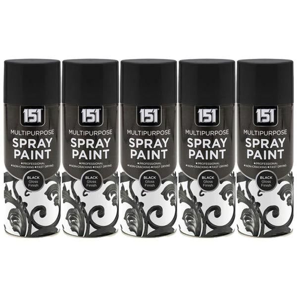 151 5X 151 Black Gloss Spray Paint 400ml