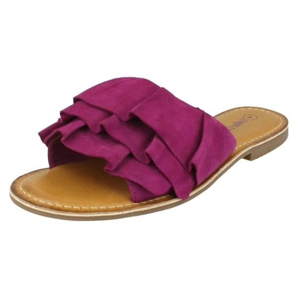 Leather Collection Ladies Leather Collection Frill Vamp Mules