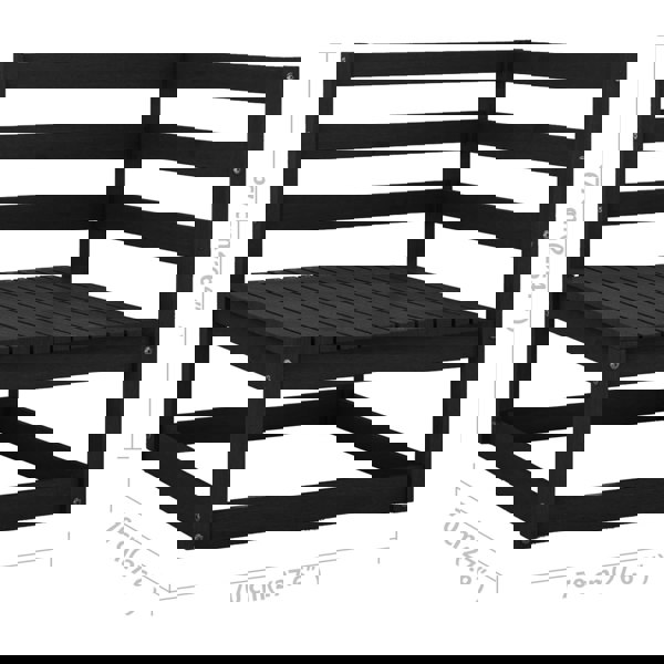 Berkfield 5 Piece Garden Lounge Set Black Solid Pinewood