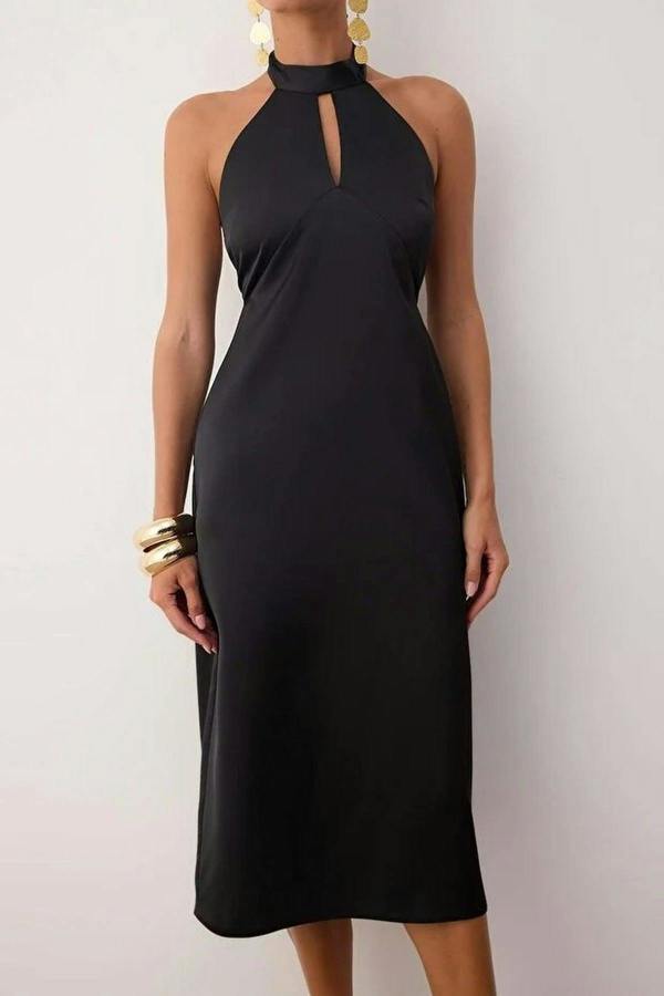 WOVCOR Satin Midi Elegant Evening Dress