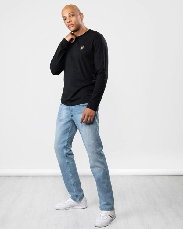 Belstaff Long Sleeved Logo Patch T-Shirt - Black