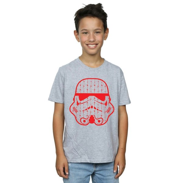 Star Wars Boys Christmas Stormtrooper Helmet T-Shirt - Sports Grey