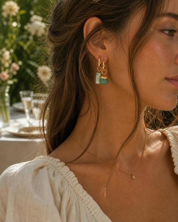 Luxe Tones Birdie Mismatch Gold Tone Hoop Charm Earrings