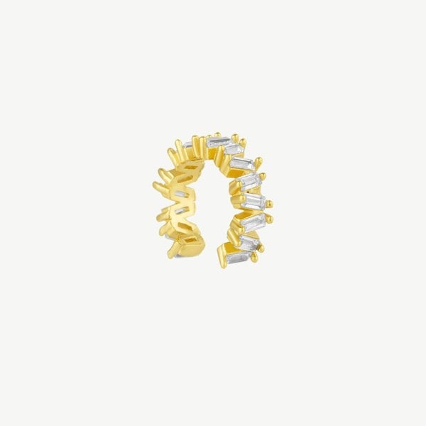 Spero London Irregular Baguette Ear Cuff No Piercing Sterling Silver - Pair