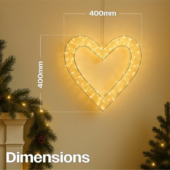 Scotts of Stow Xmas Haus Pre Lit LED Heart Shape with 5m Lead Timer Power Supply