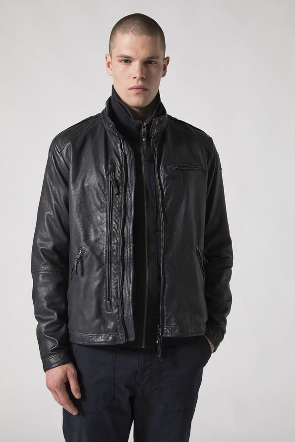 Parajumpers Justin Leather Pencil Dark Grey Leather Jacket