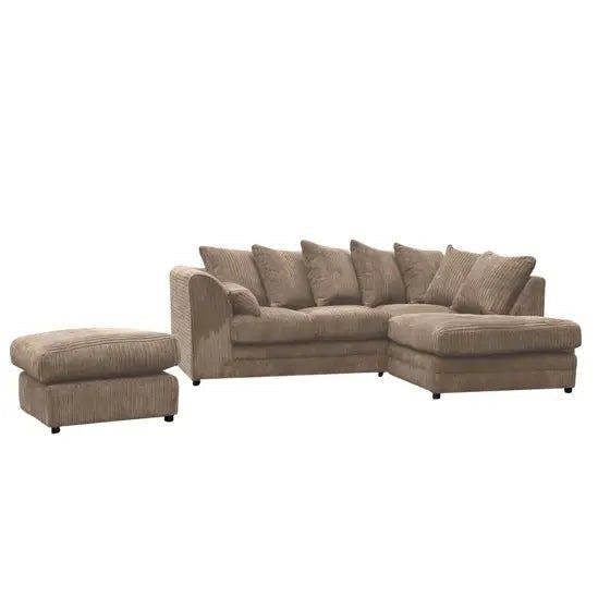 Snug Furniture Jumbo Cord Right Hand Corner Sofa With FREE Footstool