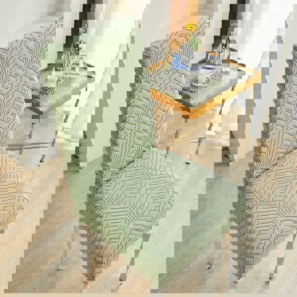 Anyseat Chair Cover Light Green Geometric Lines Design with Elastic Material for Dining Room Kitchen Wedding Hotel Banquet Restaurant