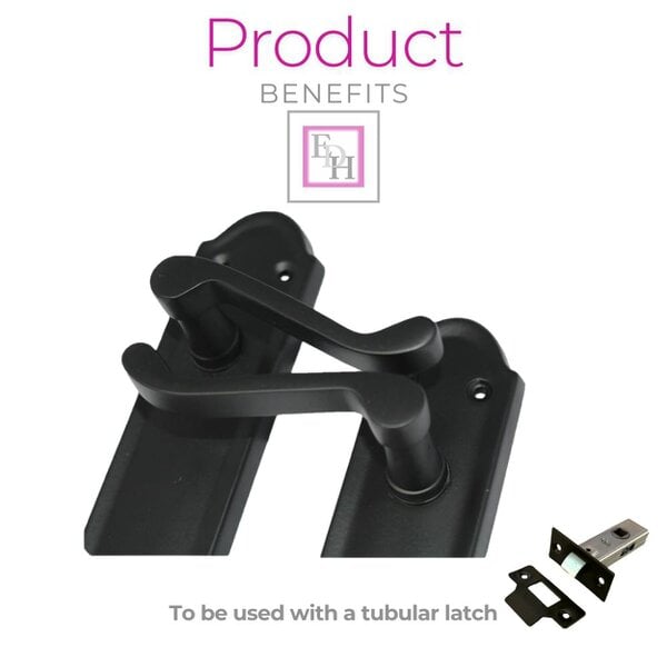 EDH Door Hardware Matt Black Internal Door Handles Ashford Style Lever Latch Handles and Latch