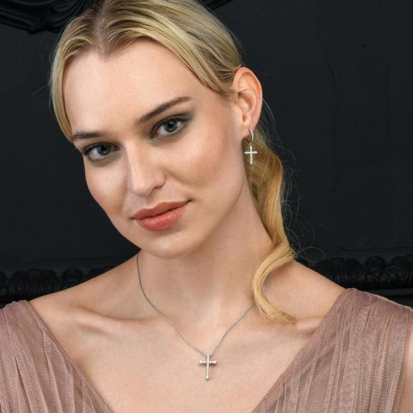 namana Cross Pendant Necklace in 925 Sterling Silver For Women,