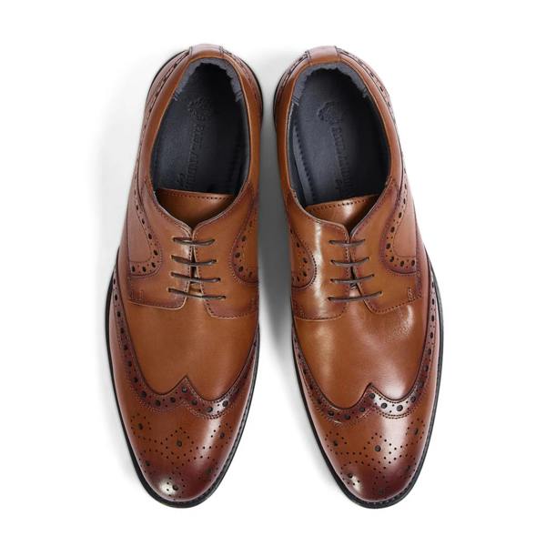 Paul Andrew Cambridge - Men's Tan Brown Wingtip Brogue Derby Shoes