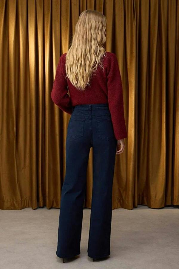 WOVCOR Button Detailed High Waist Wide Leg Comfort Jeans
