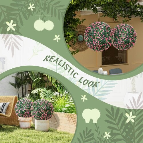 Wyld Haus Notolu Kano Set Of 2 Artificial Boxwood Ball Plants In Pink Finish