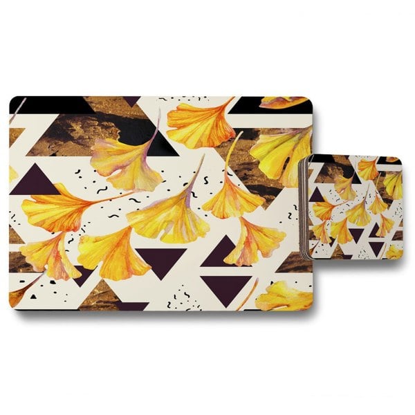 New Product Orange Flowers and Triangles (Placemat & Coaster Set)  - Andrew Lee Home and Living
