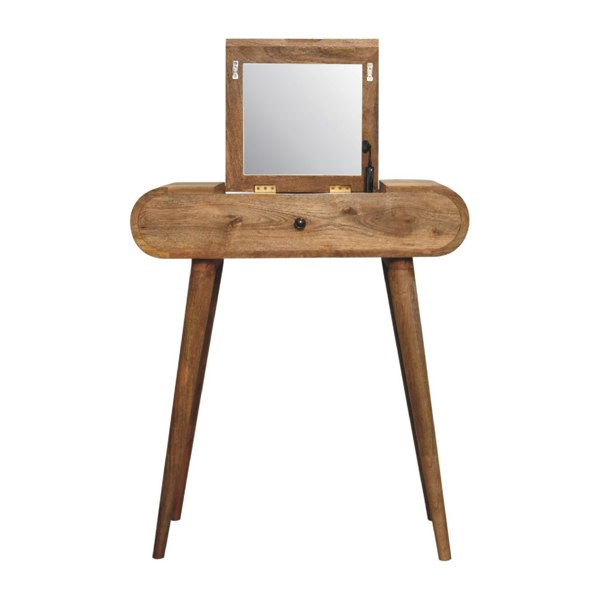 Artisan Furniture Solid Wood Mini Oak-ish Round Dressing Table