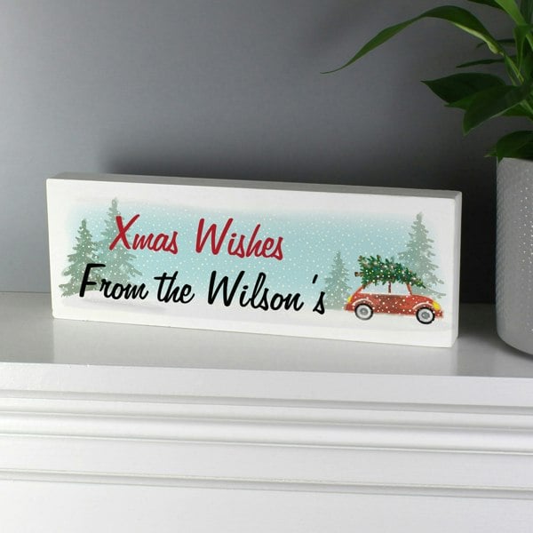 Personalised Memento Company Personalised Driving Home For Christmas Wooden Mantel Decoration