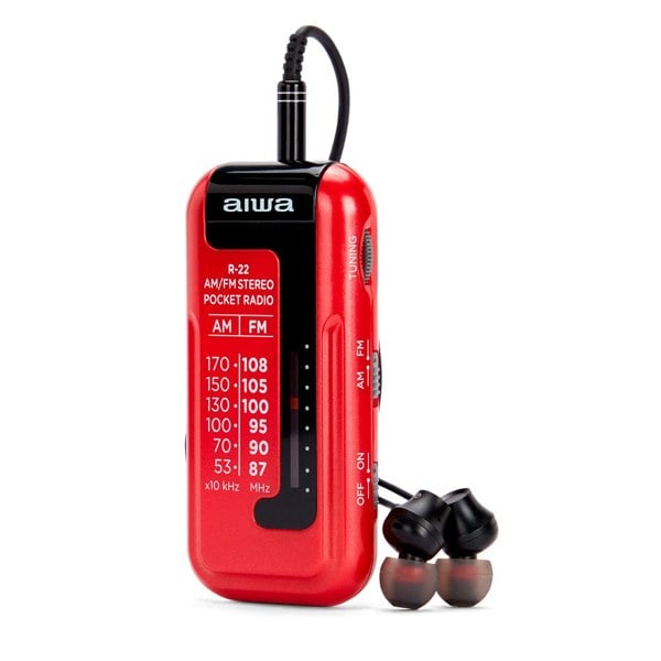 Aiwa R-22 MW/FM Stereo Pocket Radio With Headphones