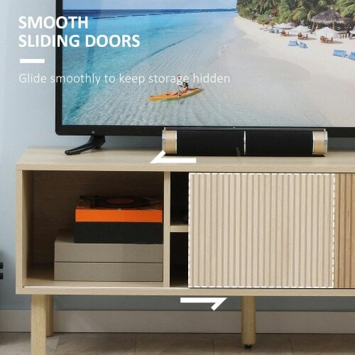 Wyld Haus Rodo Wooden Oak Effect TV Storage Unit With Sliding Door Design