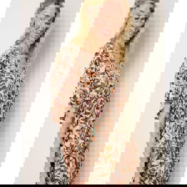 Blue Vanilla Printed Drawstring Waist Midi Dress