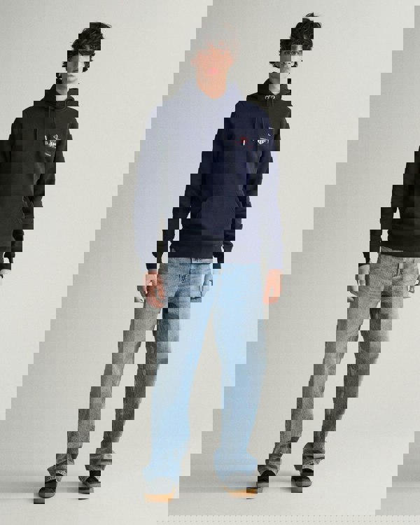 GANT Mens Regular Fit Medium Archive Shield Pullover Hoodie - 433 Evening Blue