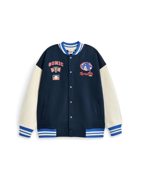 Sonic the Hedgehog Boys Blue Racing Team Varsity Jacket