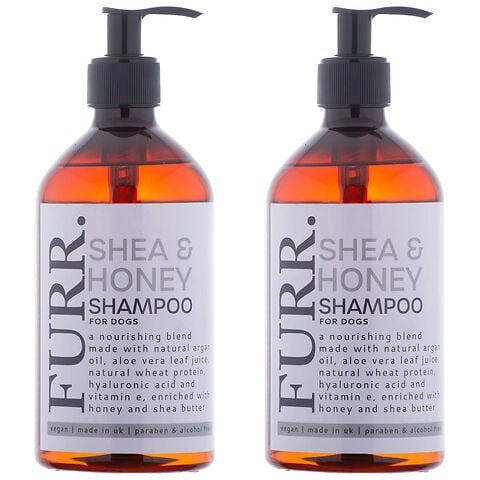 FURR Shea & Honey Dog Shampoo 2 x 500ml Natural, Nourishing & Vegan Formula with Argan Oil, Aloe Vera & Hyaluronic Acid