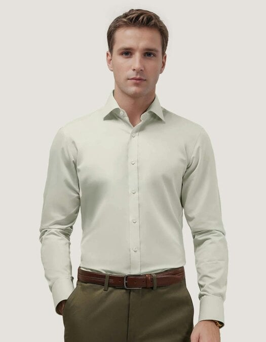 Men's Easy Iron Beige Dress Shirt