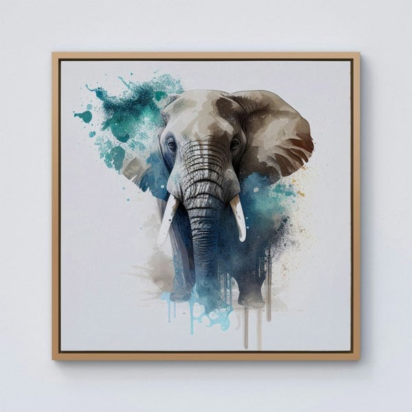 Warren Reed Majestic Elephant Splash Art Framed Canvas