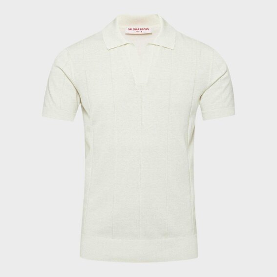 Orlebar Brown Horton Cotton Silk Polo Shirt White Sand