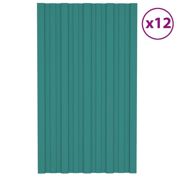 Berkfield Roof Panels 12 pcs Galvanised Steel Green 80x45 cm