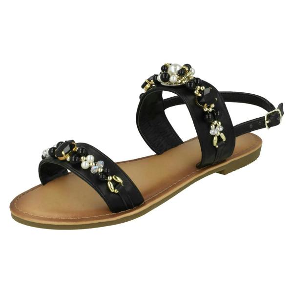 Spot On Ladies Spot On Jewelled Pearl Slingback Sandals F00116