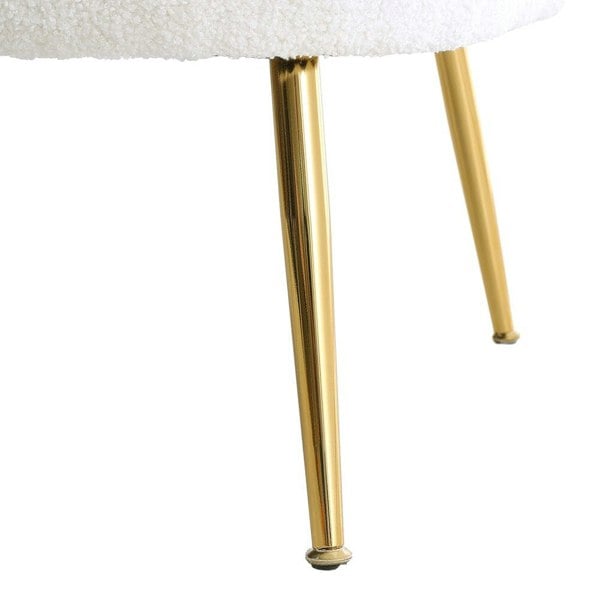 White Boucle Teddy Fabric Armchair with Metal Legs Tub Chairs Living and Home