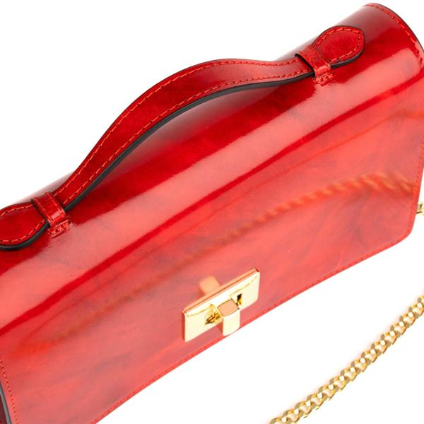 Embassy London Envy - Red - Women's leather flap clutch bag with strap