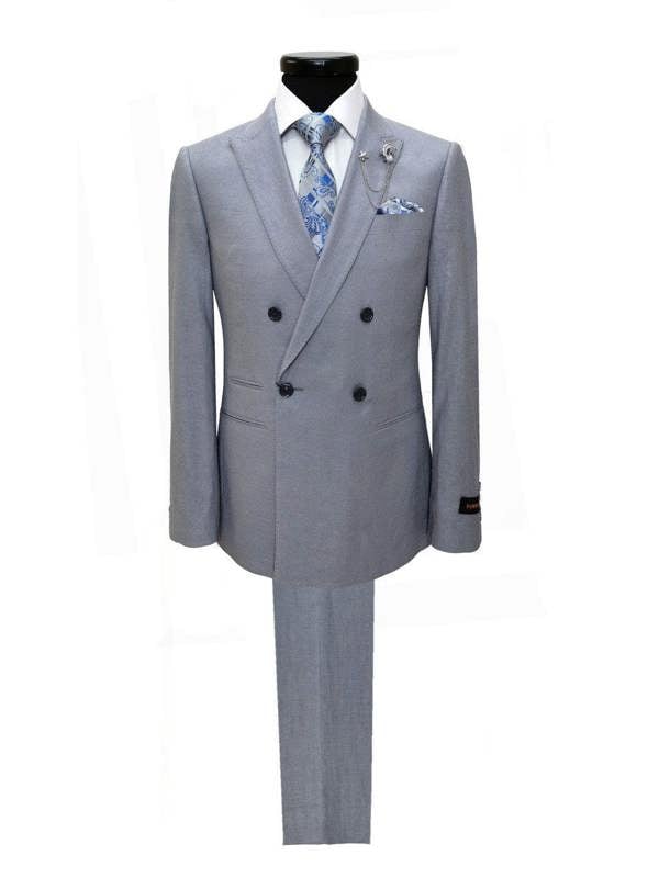 Grey Double Breasted Linen Suit