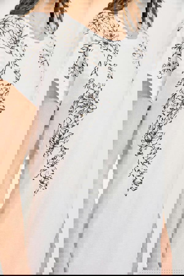 Embellished Glitter Leaf Print Top