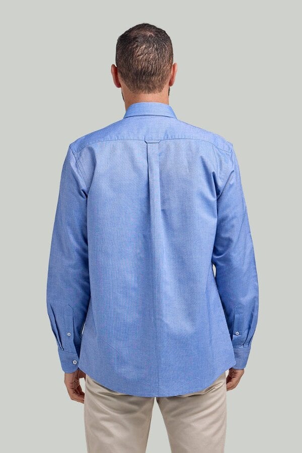 Mid Blue Button-Down Collar Washed Oxford Shirt