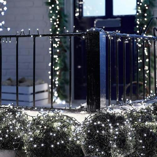Cool White Compact LED Christmas String Lights with Green Cable, 8 Effects, Auto Memory and Timer image 6