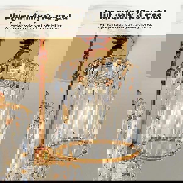 Emitto Crystal Ceiling Light 3 Light E27 Chandelier Semi Flush Mount Lamp Gold