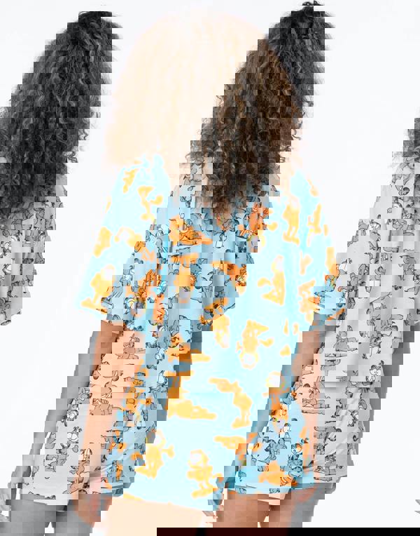 Garfield Womens Blue Garfield All-Over Print Short Sleeve Short Leg Pyjama Set