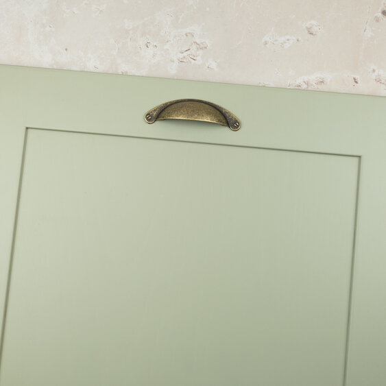 Handle & Home Antique Brass Cup Handle and Coordinating Knob