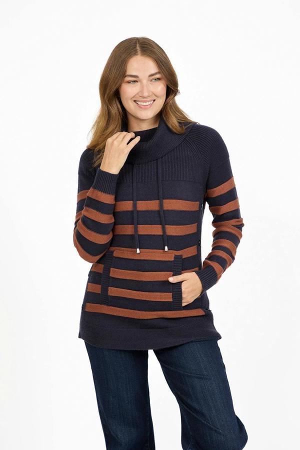 Mudflower Stripe Knit Cowl Neck Jumper
