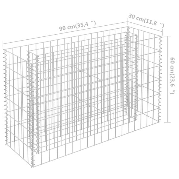 Berkfield Gabion Raised Bed Galvanised Steel 90x30x60 cm